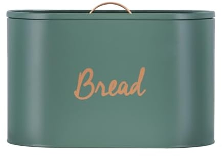 Innoteck Essentials Bread Bin - Decorative Kitchen Food Storage for Bread - Easy to Open - Airtight Lids with Copper Handle - Space Saving Storage Container - for Kitchen Counter