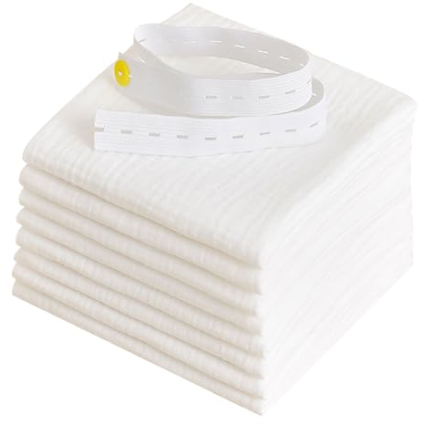 FZSECRIU Lot de 8 serviettes à rot pour bébé, gants de toilette pour bébé, langes en mousseline, 43 cm x 45 cm