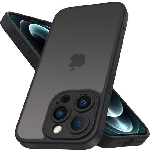 Mootobo for iPhone 12 Pro Case 6.1 inch, Military-Grade Protection 360° Full Body Frosted Translucent Back Phone Cover, Anti-Fingerprint Slim Shockproof Phone Case for iPhone 12 Pro – Black