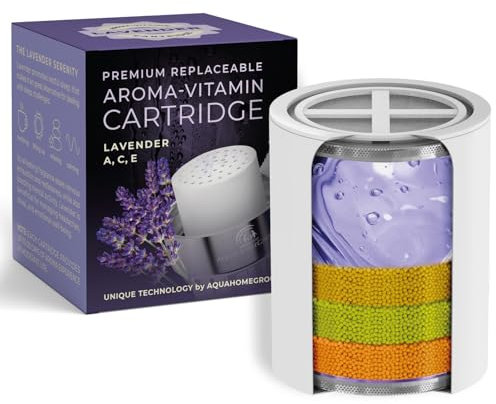 AquaHomeGroup Vitamin C + E + A Shower Filter Replacement Cartridge with Aroma Granules (Lavender) - Removes Chlorine, Supports Skin & Hair Health - Compatible with Similar 15 20 Stage Filters