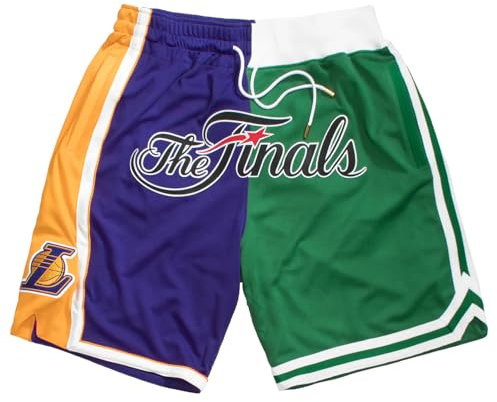 Mengmiao Lakers Shorts Herren, NBA Basketball Shorts, Atmungsaktiv und Schnell Trocknend mit Taschen, Sommer Basketball Hose für Training und Outdoor