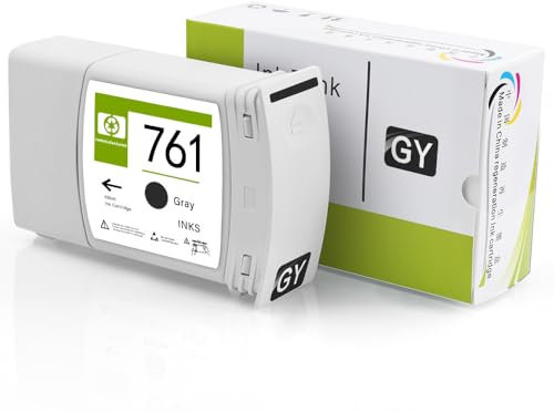 CAIDI 761 Tintenpatrone, kompatibel mit HP761 HP 761 T7100 7200, Drucker, Plotter, spezielle Tintenpatrone (Grau: 400 ml)
