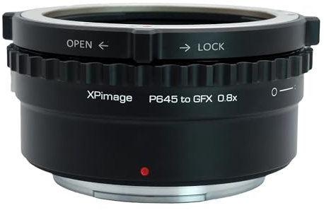 XPIMAGE 0,8-facher optischer Brennweitenreduzierer-Adapterring für Pentax 645-Objektiv an Fujifilm GFX-Kamera