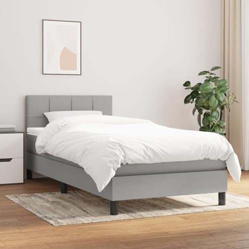 Somanki Boxspringbett mit Matratze Hellgrau 90x190 cm Stoff, Bett, Bettgestell, Jugendbett, Schlafzimmer Bett, Bed Frame - 3140017