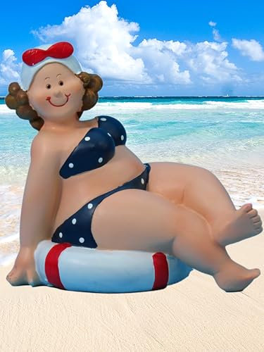 Pommerntraum ® | Figurine Dekorationsfigur Sammlerfigur Maritime Badenixe mollige Badefigur üppige Dame - Badelady Strandnixe Nana Rubensdame Rubenfigur (Lissi)