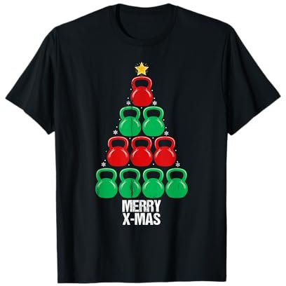 Funny Christmas Kettlebells Tree Design Holiday T-Shirt