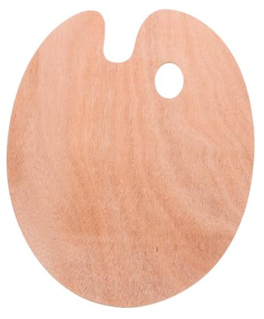 NUOBESTY Large Wooden Artist Palette 30x40cm – Oval Paint Mixing Tray with Thumb Hole for Acrylic, Oil & Gouache Painting – Smooth Surface for Studio or Outdoor Use