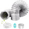 ComPDCVD Abluftschlauch 125mm Länge 3 m PVC Flexibel Alurohr Schlauch Aluminium Aluflexschlauch mit 2 Schlauchschelle Edelstahl für Klimaanlagen Mobile Klimaanlage Wäschetrockner Abzugshaube(Silber)