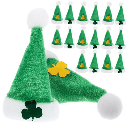 Generisch 20st Mini-klee-Ornamente Puppenmützen Selber Machen Mini-strohhüte Zum Basteln Puppenmützen-dekore Mini-kleeblätter Bausatz Puppenhut-dekore Puppenhutverzierungen Mini-hüte Plüsch