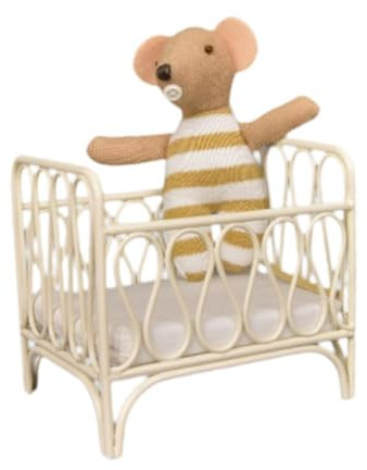 EHJRE 1:12 Dollhouse Nachtbett Krippe Miniaturmöbelzimmer DIY Fitments Kleine Mäuse Puppe Winziges Krippe für Landschaft Dekoration Dekor, Khaki-Maus-Puppe