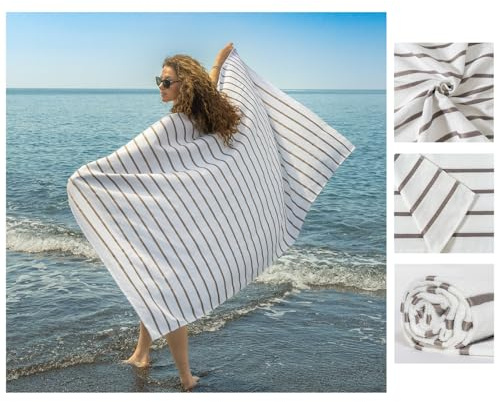 nice homeit Set mit 2 Strandtuch aus Baumwolle, 100 x 180 cm, doppelseitig – saugfähig, schnell trocknend, leicht, sandabweisend, hergestellt in Italien