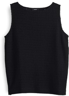 OPUS Damen Top | Jerseytop IDALI Slim in feiner Häkeloptik Black, 40