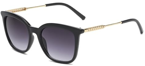qinqilanqi-S Damen Retro quadratische Sonnenbrille, modische klassische Sonnenbrille, Metall rund UV400