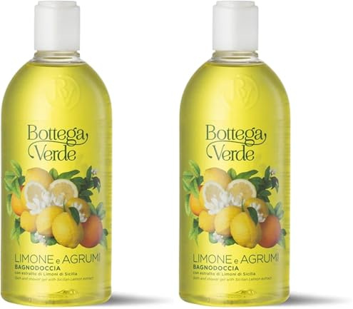 Bottega Verde, Bagnodoccia Limone e Agrumi, con Estratto di Limoni di Sicilia, Arancia e Pompelmo, per Tutti i Tipi di Pelle (400 ml) (Confezione da 2)