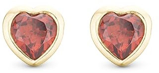 Elegante Granat Ohrringe in Herzform | Vergoldeter Romantik-Schmuck für Damen | Zarte Stecker | Geschenkidee