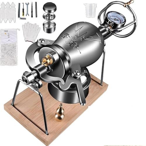 Chinese Popcorn Maker, 304 Stainless Steel Hand Pop-Corn Machine with Precision Pressure Gauge, Retro Nostalgia Popcorns Machine Can Make and Heat Food(268ML)