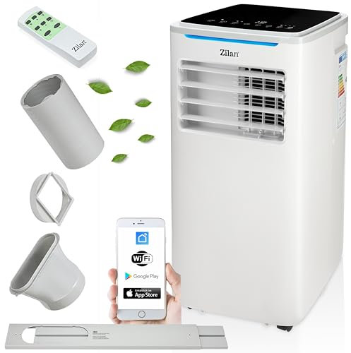 Mobile Klimaanlage 9.000 BTU mit Abluftschlauch & Fensterabdichtung Klimaanlage Mobil 24H Timer - Kühlen Ventilator Luftentfeuchter 1.2l/h Mobiles Klimagerät leise Fernbedienung (MIT WiFi & APP Mobil)