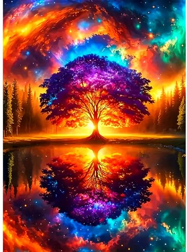 DPIDEA Diamond Painting Baum, Diamant Painting Bilder für Erwachsene Lebensbaum 5D Diamant Malerei Runde Steine für Wanddekoration 30x40 cm
