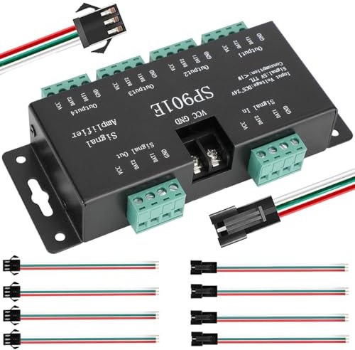 DAOKAI SP901E LED-Streifenverstärker 5 V-24 V Signal-Daten-SPI-Repeater-Controller Adressierbarer RGB-Lichtstreifen mit SM 2,54 3-poligem Stecker und Buchse für WS2801 WS2813 SK6812 WS2815 SK9822