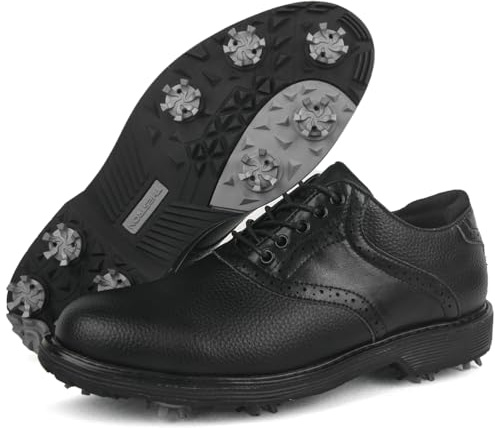 SDEQA Baskets de Golf en Cuir pour Hommes, imperméables, légères et Confortables, idéales pour l'entraînement en extérieur,A,42.5 EU