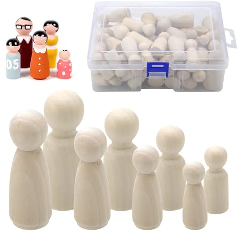 50 stycken träfigurer för målning, träfigurer dockor gör-det-själv naturliga spelfigurer trä familjeuppsättning figurer träfigurer bröllop