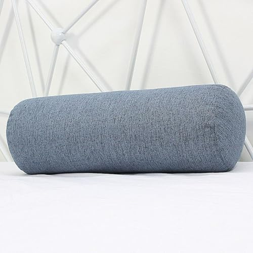 Rundhals-Nackenrolle mit abnehmbarem, waschbarem Bezug, Yoga-Zylinder-Nackenrolle, atmungsaktives Nackenkissen für Kopf, Rücken, Beinstütze (Dunkelblau, 40 x 10 cm)