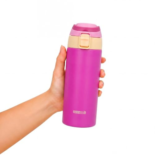 Silvergear Löwenthal® Gourde Isotherme avec Paille | Inox | 475 ml | Rose