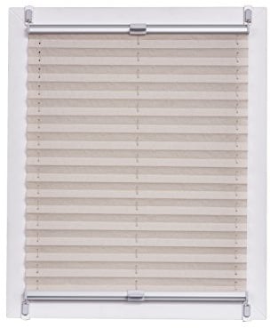 Sunlines Plissee Made in Germany, Tageslicht, Echtcrush Klemmfix, Silbergraue Schiene, 120 x 150, Stoff, Natur, 120 x 2.3 x 150 cm