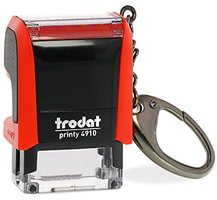 Trodat – Printy 4910 Custom Stempel mit Schlüsselanhänger – personalisierbarer Selbstfärbestempel als Namensstempel, Adressstempel, Firmenstempel & Co zu verwenden (26 x 9 mm | 3 Zeilen)
