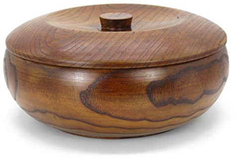 Saladier en Bois Bol à Soupe En Acacia Faite Main Assiette de Fruits Secs Avec Couvercle,15 * 8.5cm