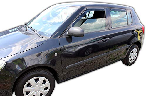 J&J AUTOMOTIVE | Windabweiser Passend Für Fabia 2, Fließheck 2007-2014, Heko Regenabweiser, Getönt, Set 4-Teilig, Vorne, Hinten, Aerodynamisch