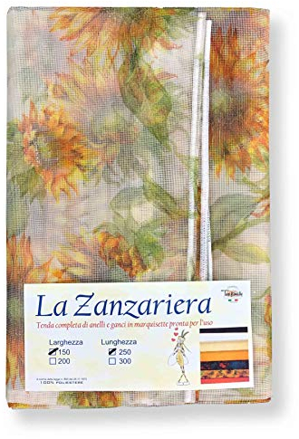 Tex family Tenda a Rete ZANZARIERA Marquisette da Esterno piombata Girasoli in 4 Diverse Misure Diverse - Cm. 150 x 300