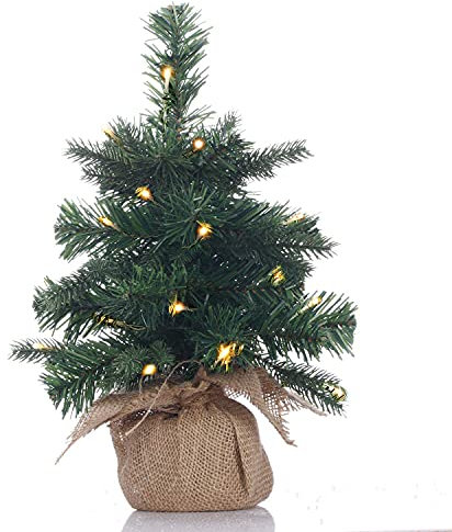 Topro Pre-Lit Artificial Mini Christmas Tree,12 inch Miniature Pine Tree,Pine Artificial Christmas Tree,Great for Tabletop or Desk(30cm)