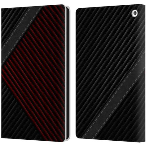 Head Case Designs Officially Licensed Alyn Spiller Stitch Carbon Fiber Leather Wallet Case Compatible With Fire HD 8/Fire HD 8 Plus 2020