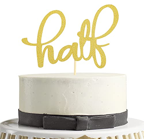 Tortenaufsatz für den halben Geburtstag, goldfarbener Glitzer, 1/2 Geburtstag, Party-Kuchendekoration, 6 Monate, Babyparty, Partydekoration, Halbjahresjubiläum, Party-Dekorationen (Gold)