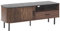 Meuble TV Buffet Effet Bois Foncé avec Tiroir et Rideau Coulissant sur le Côté Style Rétro et Vintage Idéal pour Salon Contemporain Beliani