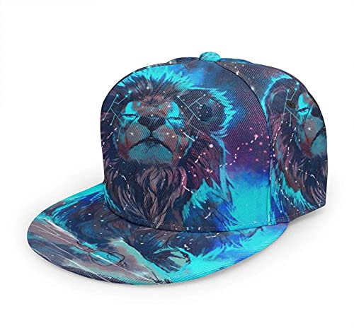 Oaieltj Unisex Baseball Cap Erwachsene Teens Adjustable Snapback Flat Brim Baseball Cap Cool Hip Hop Hat, Galaxy Lion King Star Space, One size