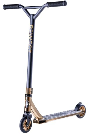 Stuntscooter Next Level Freestyle Scooter Gold Metallic, Kickscooter, Trickscooter 110 mm Aluminium Rollen ABEC 9, Tretroller mit 85 cm Gesamthöhe, Cityroller Funscooter ab 8 Jahren