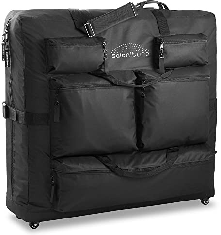 Saloniture Universal Carry Case for Massage Table, Professional Carrying Bag with Wheels and Storage Pockets