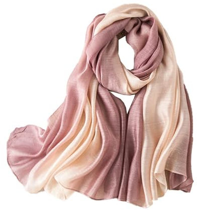 Générique Femme Foulard en Soie Dégradé de Couleur Unie, Rose-1, 190*80 cm, (190*80 cm)