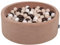 KiddyMoon Piscine À Balles pour Bébé Velours Rond 90X30cm/200 Balles 7Cm Fosses À Boules Jouet Enfant, Rose des Sables: Beige Pastel/Brun/Blanc