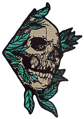 Aufnäher, bestickt, Design: Rock-and-Roll-Schädel, zum Aufbügeln oder Aufnähen