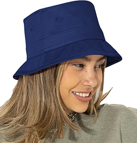 4sold Unisex-Kappe für Herren und Damen, Erwachsene, Sonnenschutz, Fischerhut, Sommer, Angeln, Strand, Festival, Outdoor-Kappe, Baumwolle, Königsblau, Einheitsgröße