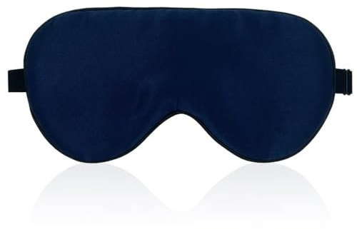 townssilk 100% Silk Sleep mask with Adjustable Strap,Comfortable and Super Soft Eye mask navyblue