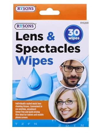 SKYTE 30 Lens & Spectacles Wipes Cleaner for Glasses, Cameras & Binoculars, Individually Packed Single Use Disposable Cloths in Sachets, for Handy and Portable Spectacle Cleaning On The Go, White
