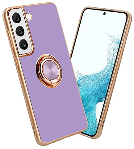 Cadorabo Hülle kompatibel mit Samsung Galaxy S21 Plus Schutzhülle TPU Silikon Case mit Ring Design mit Kameraschutz Slim Kratzfest Weiche Gummi mit Rundumschutz Case Hülle für Galaxy S21 Plus in Lila