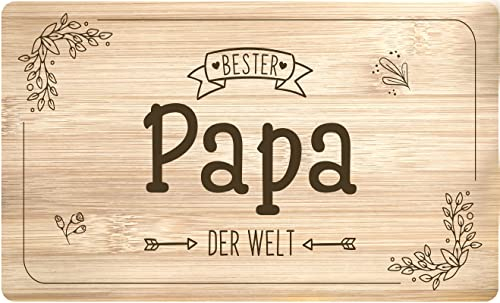 Frühstücksbrettchen mit Spruch Bester Papa der Welt - Holzbrett Made in Germany aus Echtholz - Geschenk für Vater (Papa)