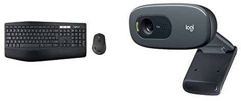Logitech MK850 Multi-Device Wireless Keyboard and Mouse Combo & C270 HD Webcam, 720p Video Calling, Light Correction, Noise-Reducing Mic, For Skype - Black