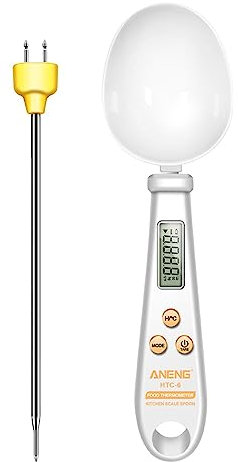 Electric Digital Spoon Scale Food Thermometer Precise for Spices Cooking Utensils, White