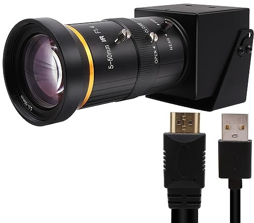 Hotpet 4K HDMI USB Camera Simultaneous Streaming Webcam Video Recording Zoom Type C Camera with 5-50mm Manual Varifocal Lens for Live Streaming, Computer, Laptop, Raspberry Pi, Windows,Linux